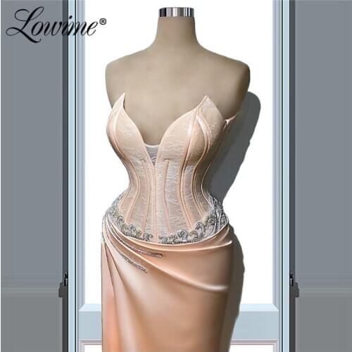 Long Mermaid Prom Dresses For Women Arabic Plus Size Lace Crystals Formal Evening Gowns Birthday Party Dress 2021 Custom Made