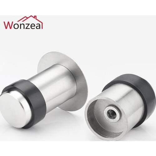 Stainless Steel Door Stops Double Use with 3M Glue or Screws Suction Anti-Collision Rubber Stopper Turtle Has Binding Resistance