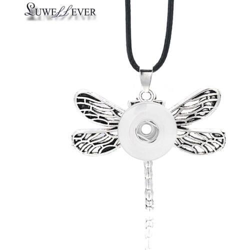 Hot Interchangeable Flower Dragonfly Ginger Necklace 032 Fit 12mm 18mm Snap Button Pendant Necklace Charm Jewelry For Women Gift