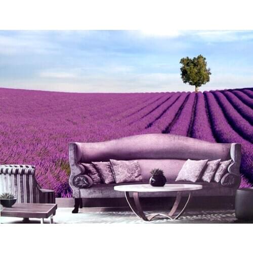 Art Wallpaper Restaurant TV Backdrop Wall Paper Photo Murals 3D Lavender flower Wallpapers