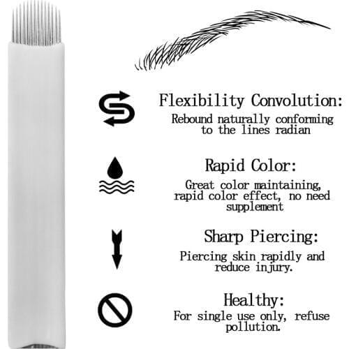 Microblading Needles U Shape Tattoo Blades Sterilized Disposable Permanent Makeup Embroidery Eyebrow Lip Eyeliner Supply