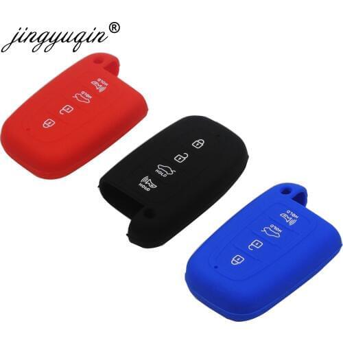 Jingyuqin 30pcs/lot Silicone Car Key Case Cover For Hyundai Sonata Elantra Veloster Tucson Elantra Kia Sportage R Sorento 4BTN