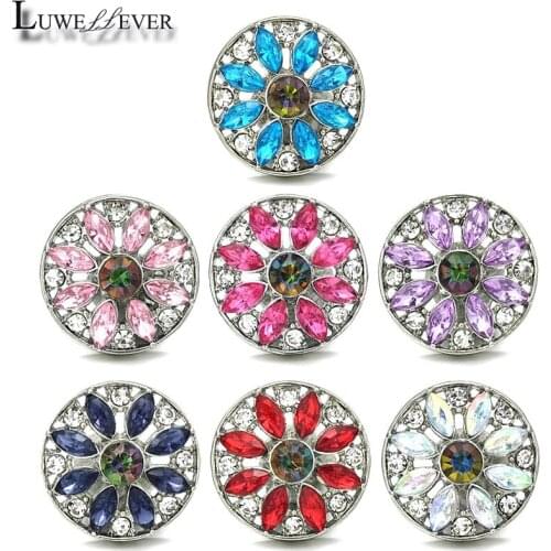 Component w011 Flower Crystal 18mm Metal Snap Button For Bracelet Necklace Interchangeable Jewelry Accessorie Findings