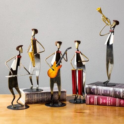 Creative metal music model of vintage home decoration accessories iron people figurines decorative music band office ktv