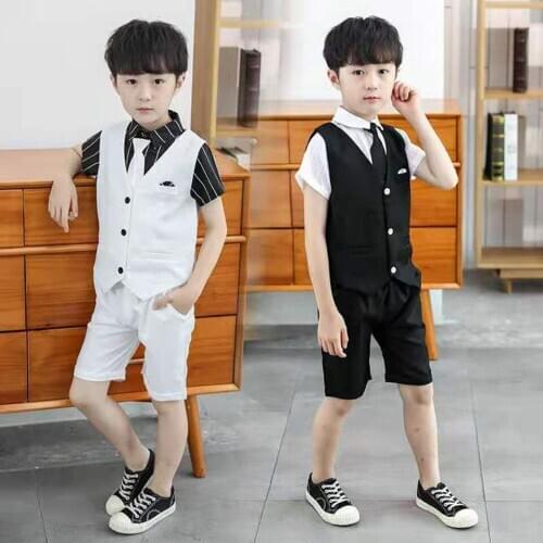 Summer Kids Baby Boy Clothes Vest+Short Pants Casual 2PCS Suits Student Boy‘s Clothing Sets Cute Boy 3 4 6 8 10 12 Wear Outfits