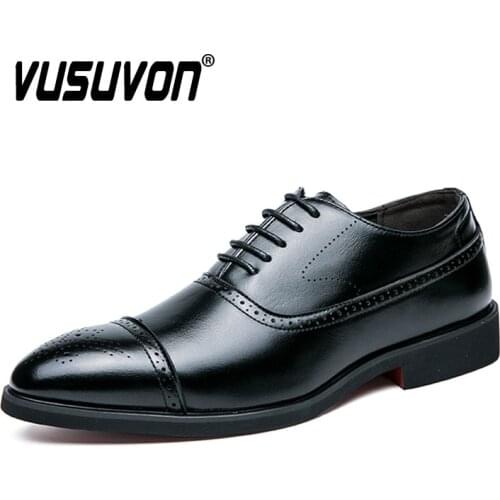 2021 Brogue Formal Dress Genuine Leather Men Oxford Shoes Fashion Retro Pointesd Toe Lace Up Italian Designer Male Footwear