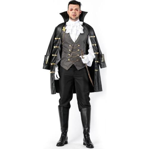 Men Noble Knight Pirate Cosplay Halloween Dracula Vampire Costume Carnival Purim Masquerade Stage play Nightclub Bar Clothing
