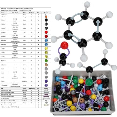 267Pcs Molecular Organic Inorganic Structure Kit Atom Link Model Set for School Student Teacher Chemistry Atom Molecular Model
