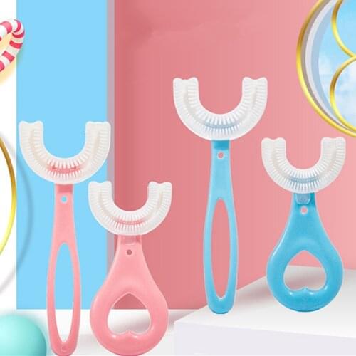 New ChildrenS Infant Toothbrush U Silicon Toothbrush Mouth-Cleaning Manual Toothbrush Cartoon Pattern 2021 Hand-Held Version