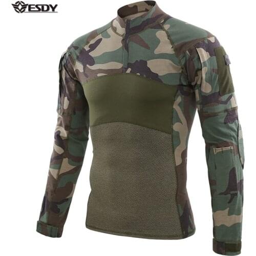 ESDY High Quality 2021 New Camouflage Clothing Soft Shell Tactical Military Tee Men Coat Army Clothes Camouflage Sport T-Shirt