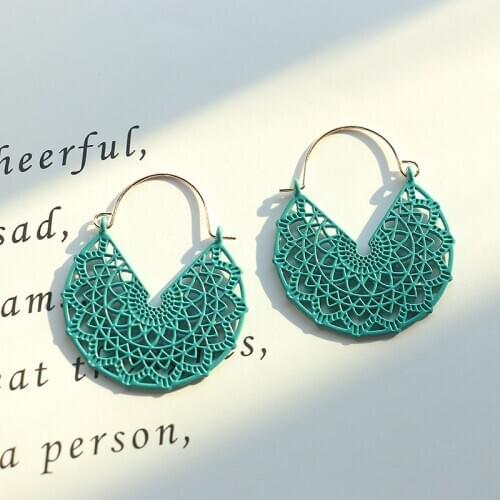New Fashion Hollow Out Square Kite Rose gold and Gold Filigree Water Drop Earrings For Women