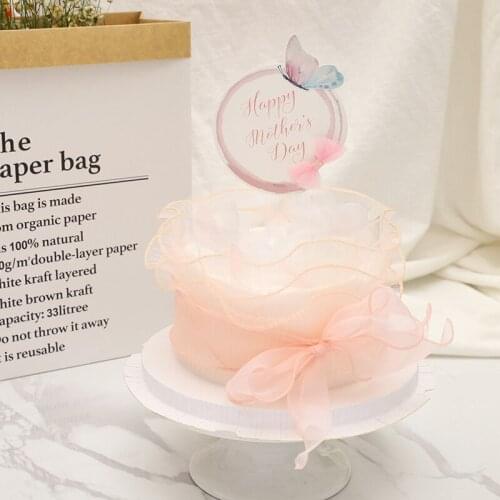 New Colored flowers Happy Birthday Cake Topper Golden Acrylic Birthday party Dessert decoration for Baby shower Baking supplies