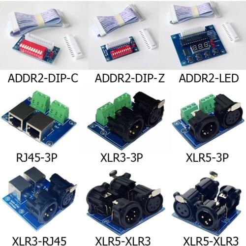 Wholesale Terminal Adapter 5 core XLR to 3 core XLR, XLR5-3P/XLR3 XLR3-3P/RJ45 ADDR2-DIP-Z/C/LED CH LED DMX512 Dimmer LED Decode