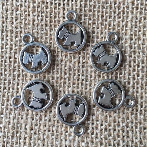 20 Pcs/lot 21x16mm Dog Charms for Jewelry Making Antique Silver Plated Pendant for DIY Necklaces Bracelets Earrings A078