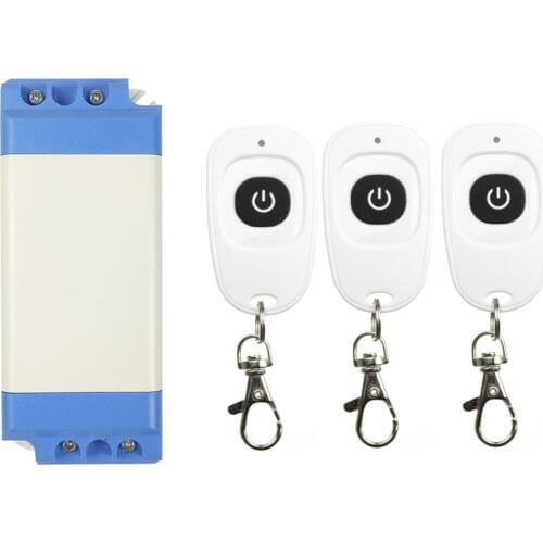 AC 85V 110V 220V 240V RF Wireless Switch Relay Receiver Remote Controllers For Light switch & White Waterproof Transmitter 3pcs