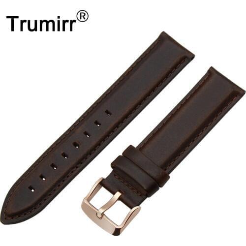 20mm First Layer Genuine Leather Watch Band for Garmin Vivomove Stainless Steel Buckle Strap Wrist Bracelet + Spring Bar + Tool