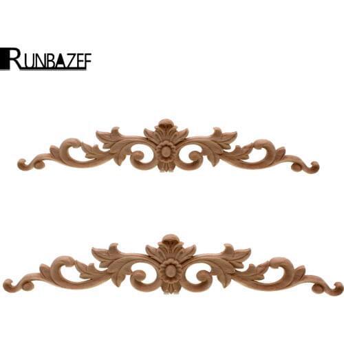 RUNBAZEF Arrival Vintage Wood Carved Corner Onlay Applique Unpainted Furniture Cabinet Decorative Figurines Wooden Miniature