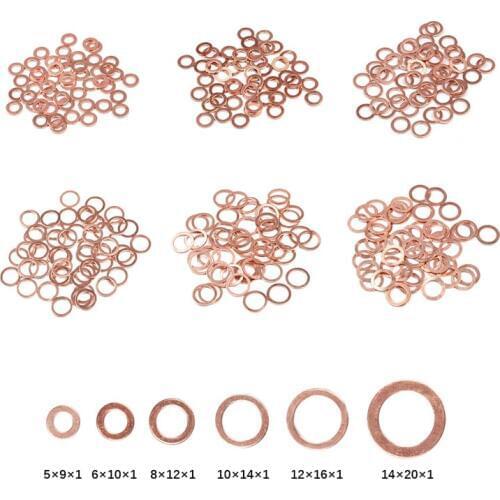 50PCS Solid Copper Washer Flat Ring Gasket Sump Plug Oil Seal Fittings Washers Fastener Hardware Accessories