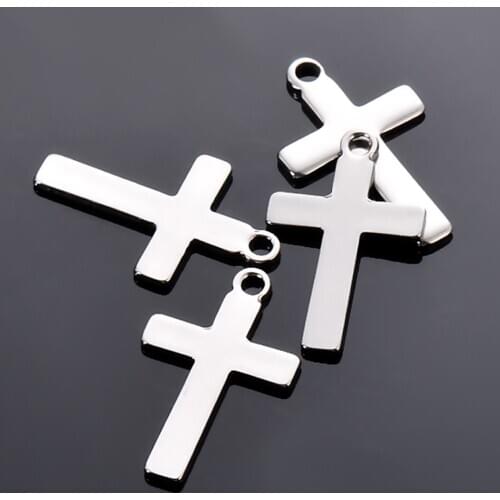 50pcs Stainless Steel Cross Bracelet Connectors Pendants Charms for Necklace Earring DIY Jewelry Making Craft Accessories