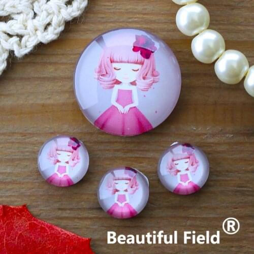 12mm 25mm 14mm 16mm 18mm 20mm Photo Glass Cabochons Round Cameo Set Handmade Settings Stone Girl QPP10