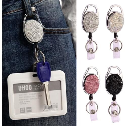 Rhinestone Retractable Holder Keychain Nurse ID Card Clip Hospital Badge Holder Work Badges Accessories Officer Daily Use