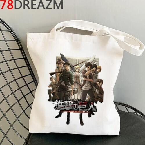 Attack on Titan shopping bag jute bag canvas cotton handbag grocery shopper bag shoping net string sac tissu