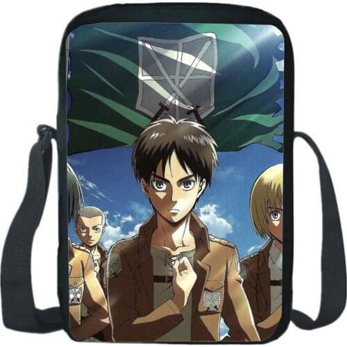 Anime Attack on Titan Shoulder Bags Boys Crossbody Bags Manga Levi Mikasa Eren Handbags Mini Messenger Bags Girls Small Satchel
