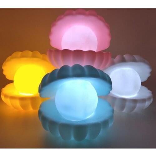 Led Shell Pearl Night Lights for Baby Kids Bedroom Desk Light Streamer Mermaid Fairy Shell Night Lamp for Bedside Christmas Gift