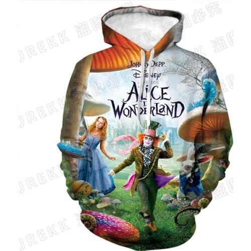 Alice in Wonderland Hoodies Men Women Children Fashion 3D Print Sweatshirts Boy Girl Kids Pullover Long Sleeve Coat Clothing