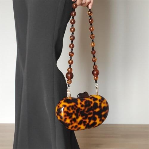 Funky vintage leopard hawksbill turtle color resin clutch bag for woman party evening