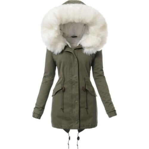 Womens Fashion Faux Fur Hooded Long Coat Winter Warm Fleece Thicken Parka Jacket Outwear Plus Size