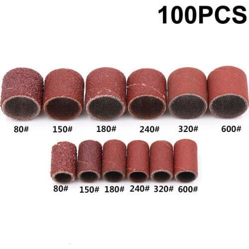 100 PCS/pack 80 150 180 240 320 600 Options Nail Dedicated Sanding Ring Grinding Head Polish Sandpaper Circle