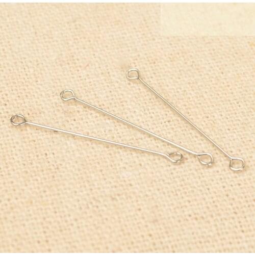 1000 PCS 25mm 30mm 35mm Length Stainless Steel Stick Connectors With 2 Loop Findings For Jewelry Making