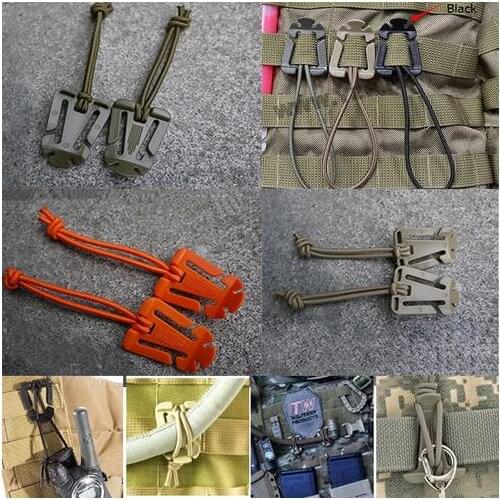 2Pcs Molle Backpack bushcraft Strap Hang Buckle Elastic Rope Clip Military Outdoor Camp Hike travel kit attach