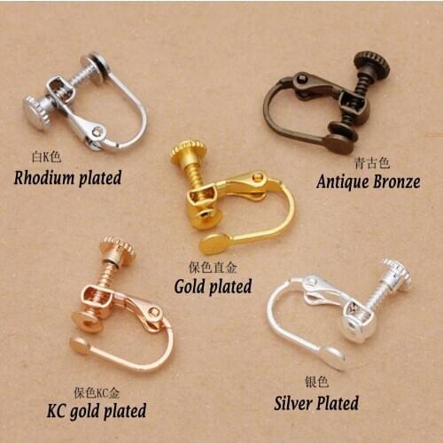 200pcs Spiral copper ear clip without loops U-shaped ear bone earless earrings