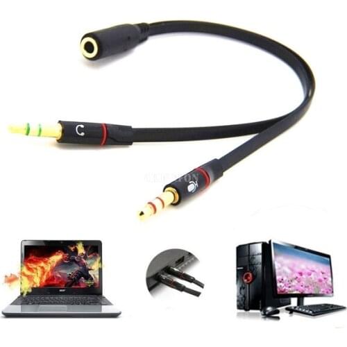 300Pcs/Lot Mini 3.5mm Stereo Audio Cable 1 Male To 2 Female Headset Mic Y Splitter Cable Adapter To PC For Android Iphone