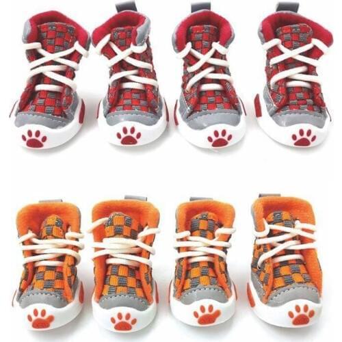 New Design 4pcs/Set Pet Dog Shoes Small Dog Puppy Boots Football Style Cheap Dog Summer Shoes For Small Pets Four Colors