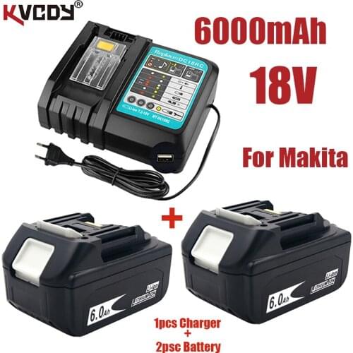 New bl1860 rechargeable battery 18V 6000mah Makita Li ion 18 V battery bl1840 bl1850 bl1830 bl1860b LXT 400 + charger