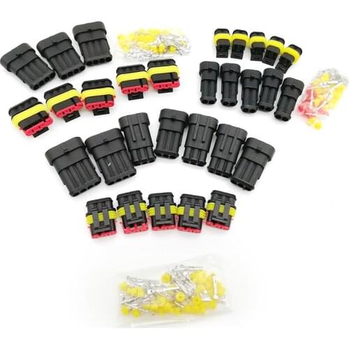 Car Boat Waterproof 15 Kits 2 3 4 Pins Way Sealed Electrical Wire Connector Plug