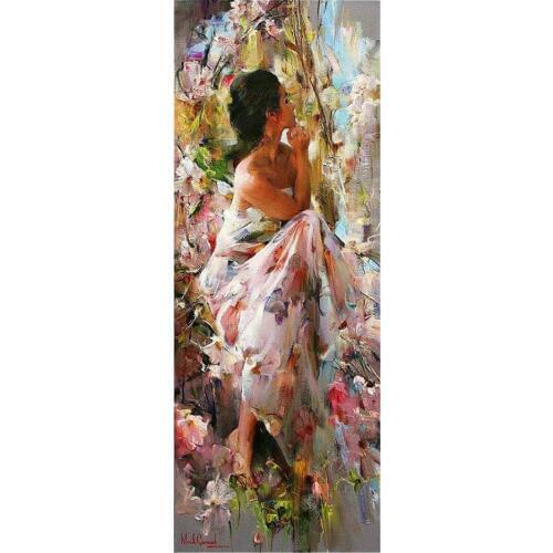 Large diamond painting full square woman flowers picture 3d stitch cross diamond embroidery round drill rhinestone home art