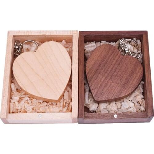 Wooden heart love + box Personalized LOGO USB Flash Drive 4GB 8G 16GB 32GB 64GB usb stick 2.0 sweet gifts for wedding pen drive