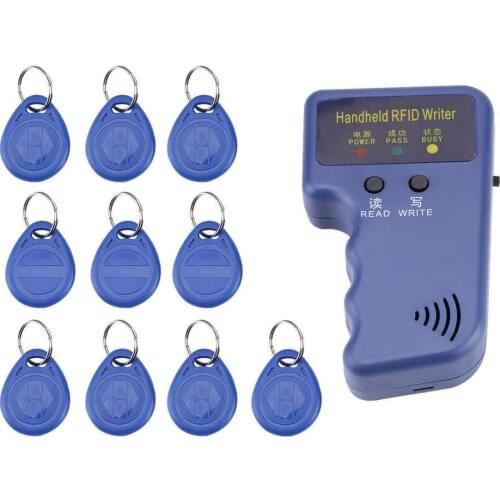 10Pcs T5577 Writalbe ID Tags Keyfobs Token Tag Card RFID 125KHz Handheld RFID Writer Copier Reader Duplicator Machine