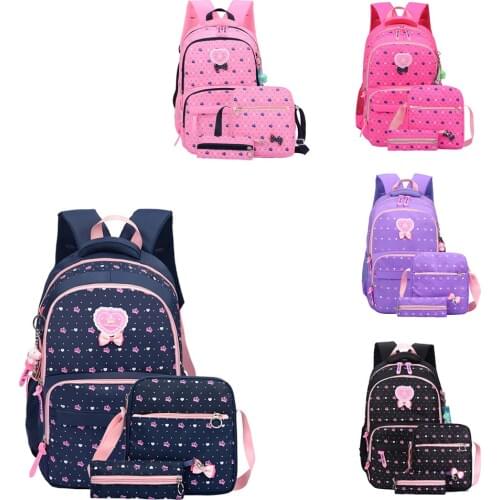 Girls Backpack Set 3 in 1 School Bags Shoulder Bag Elementary Kids Bookbag Cute Princess Backpack Mochilas Infantil
