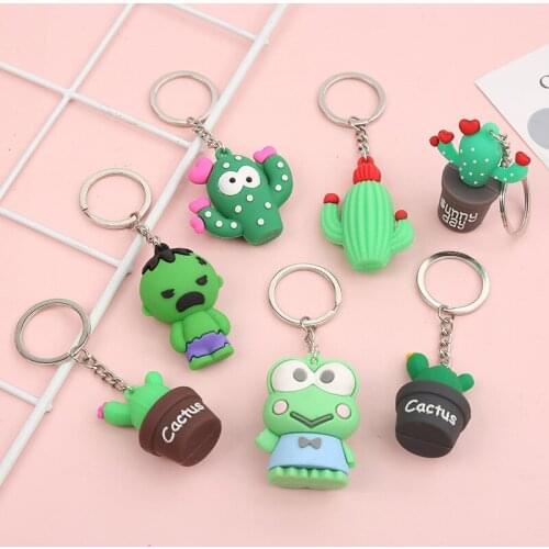 Creative Simulation Cactus Keychain Cartoon Mini Version Carpendant Men and Women All-match Bag Mobile Phone Key Chain Ornaments