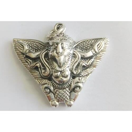 S925 Sterling Silver Garuda Rodapeng Golden Winged Bird Pendant Patron Saint Thai Silver Antique Style Pendant