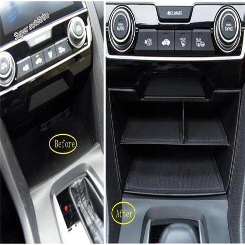 Lapetus Central Storage Pallet Container Multi-grid Box Cover Kit Fit For Honda Civic Sedan 2016 - 2020 Interior Accessories