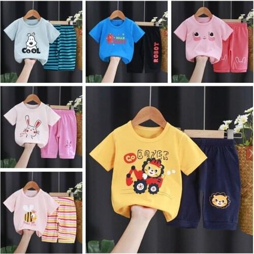 Small Baby Suit 2021 Summer Casual 2 Piece Set Infantil Short Sleeve + Shorts Girl Set Pure Cotton Boys Suit Kids Clothes