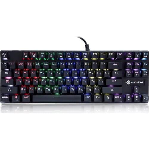 Magic-Refiner 1506 Russian Version Mechanical Keyboard Gaming Keyboard USB Wired Keyboards RGB Backlight Blue Switch 87 Keys