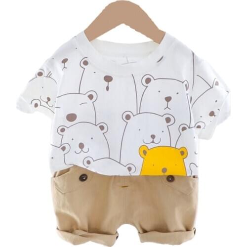 Fashion Summer Baby Girls Clothes Children Boys Cartoon Casual T-Shirt Shorts 2Pcs/sets Toddler Cotton Clothing Kids Tracksuits