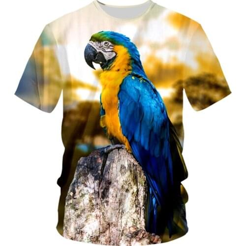 Fashion 3D printing wild grass hip hop Pappagallo t-shirt mens shirt pale mens shirt animal style flower bird T-shirt